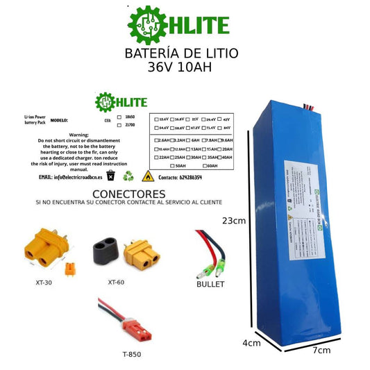 BATERÍA DE LITIO 36V 10AH PARA XIAOMI M365 Y OTROS MODELOS SIMILARES