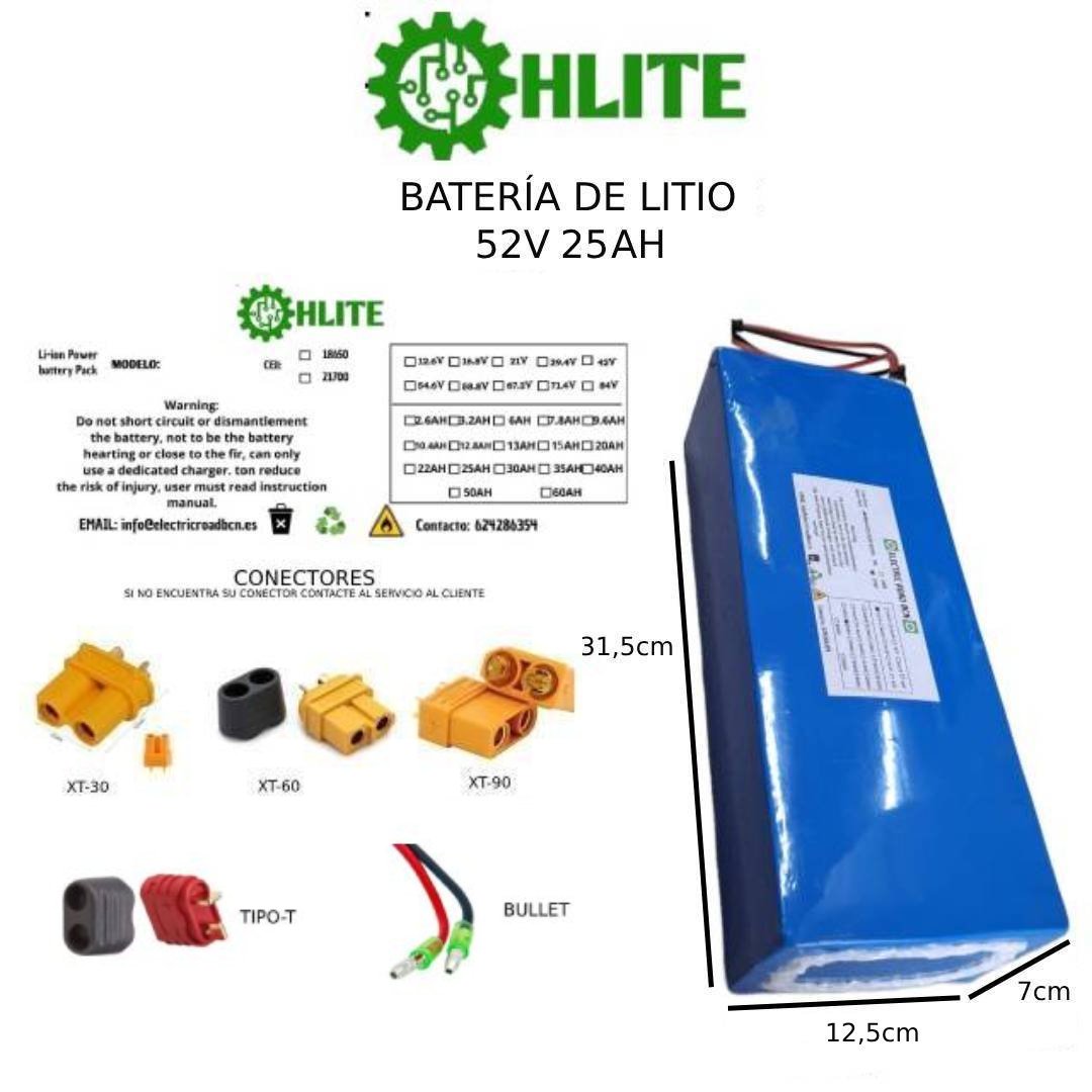 BATERÍA DE LITIO 52V, 15AH a 25AH PATINETE ELÉCTRICO