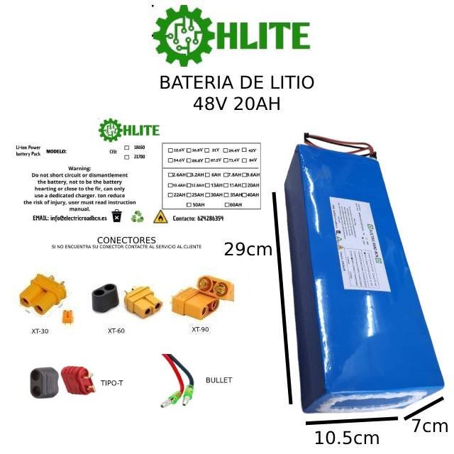 BATERÍA DE LITIO 48V 15AH a 25AH PATINETE ELÉCTRICO SMARGYRO, ZWHEEL, ZRINO