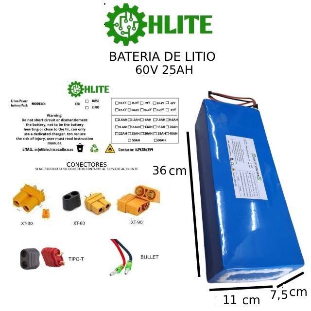 BATERIA DE LITIO 60V DE 20AH a 40AH