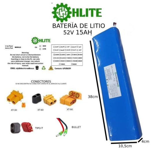 BATERÍA DE LITIO 52V 15AH y 20AH PATINETE DUALTRON MINI, SKATEFLASH, ECOXTREM TAURO