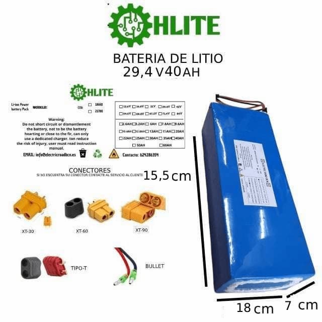 Batería de litio 24V 40Ah para silla de ruedas eléctrica fabricada a medida por HLITE en Barcelona, ligera, segura y con BMS avanzado.